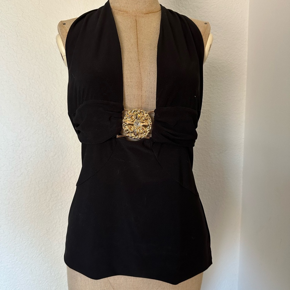 Marciano Black Tank Top with Gold Detail